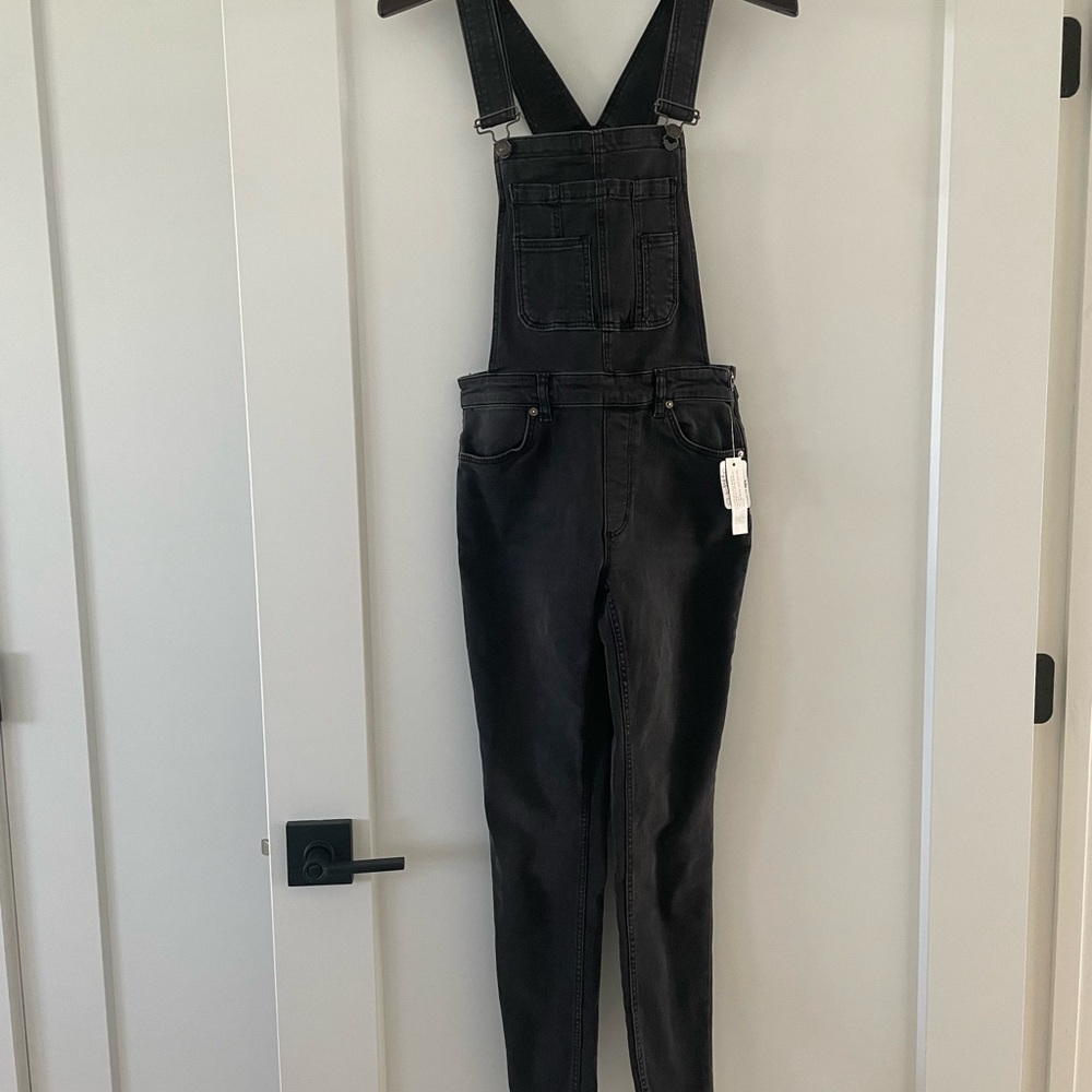 Free People Black Denim Overalls - Slim Bib Jumpsuit